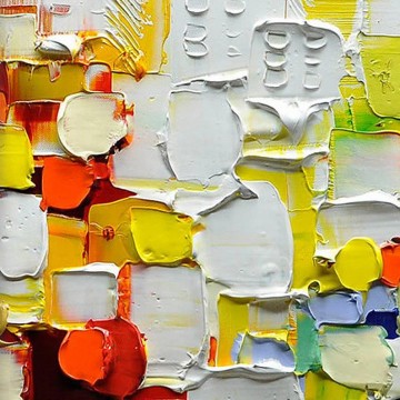 150の主題の芸術作品 Painting - パレットナイフによるカラーブロックの抽象的なディテールウォールアートミニマリズム